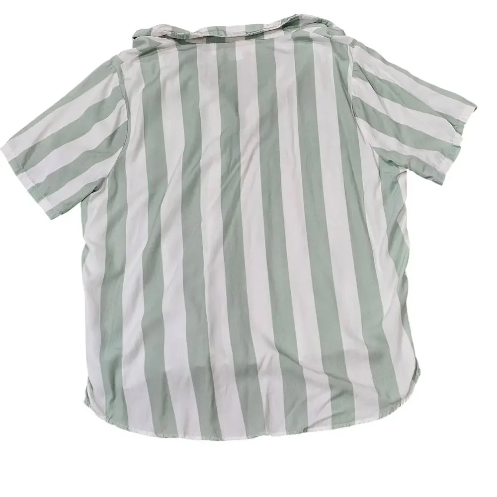 Birdy Grey Pajama set Green short sleeve top and shorts Size M